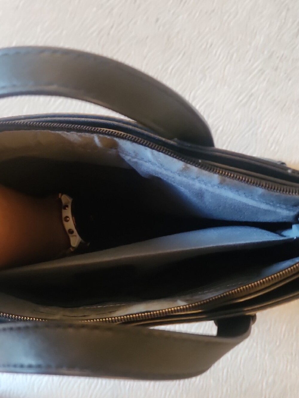 Black Faux Leather Laptop Tote with Front Pocket - Picture 5 of 16